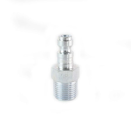 Interstate Pneumatics 1/4 Inch Auto Coupler Plug x 3/8 Inch Male NPT (Silver Color), PK 100 CPA461Z-100K
